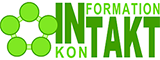 Das alte intakt.info Logo in verschiedenen Grüntönen. INTAKT steht in Großbuchstaben. Intakt steht für Information und Kontakt.